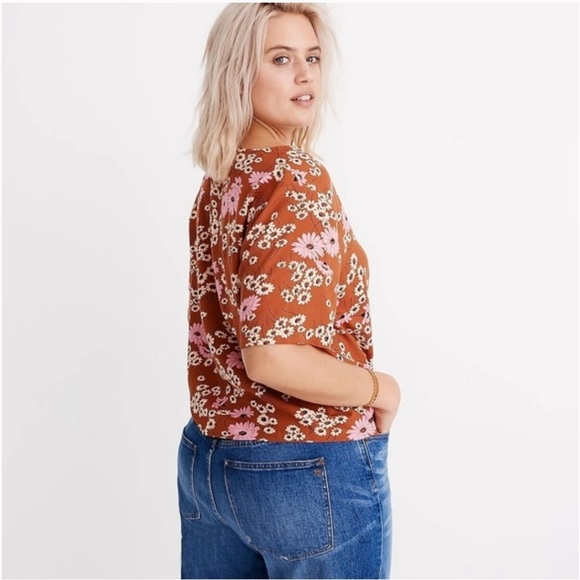 BNWT Madewell Floral Novel Tie-Front Top in Hillside Daisies - Picture 2 of 4